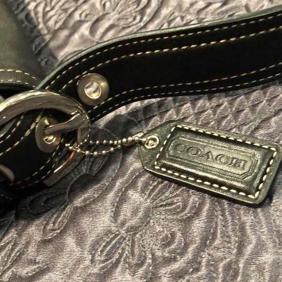 Coach vintage soho belted black flap‎ Leather Crossbody Bag Silver Buckle - Picture 5 of 10
